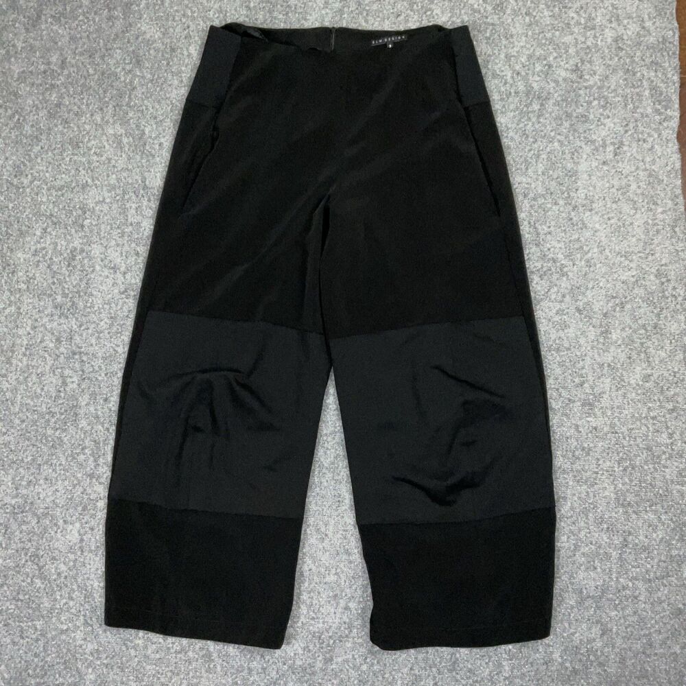 Elm Design Pants Womens Size L Black Cropped Wide Leg Icelandic Design Handmade